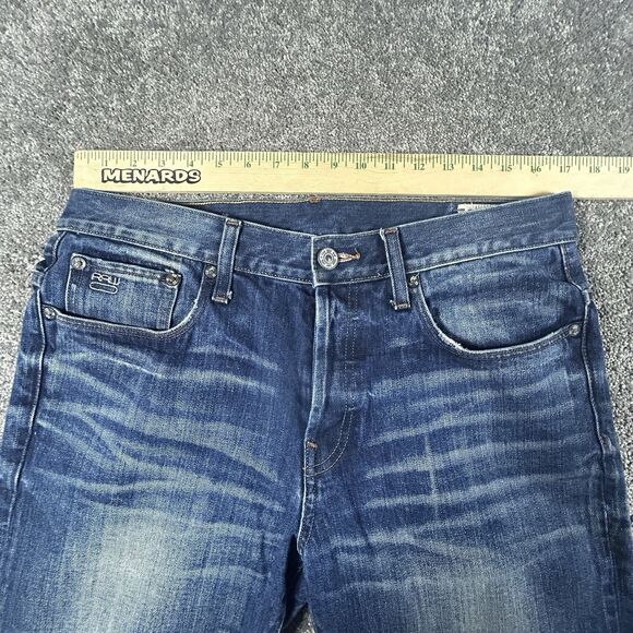 G Star RAW 3301 Jeans Men 34x32 Blue 3301 Slim Straight Stretch Denim Whiskered - Picture 14 of 16